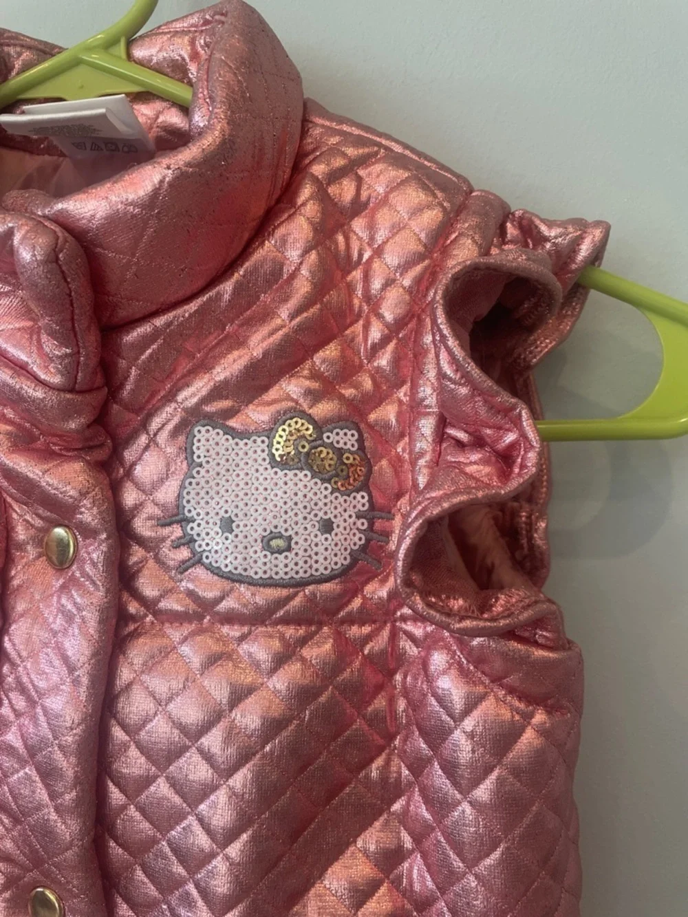 Girls' Metallic Pink Quilted Vest hello kitty size 6x
